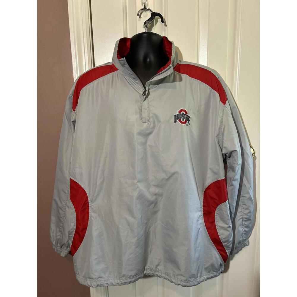 NCAA Brand Ohio State Buckeyes 1/4 Zip Pullover Jacket Mens Large Windbreaker